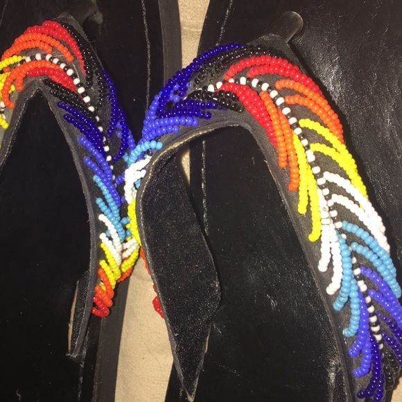 Made in Africa Beaded Thong Strap Sandals - Picture 2 of 3
